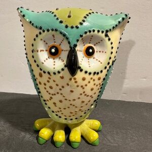 Ceramic Textured Bobble Owl on Spring Legs Figurine